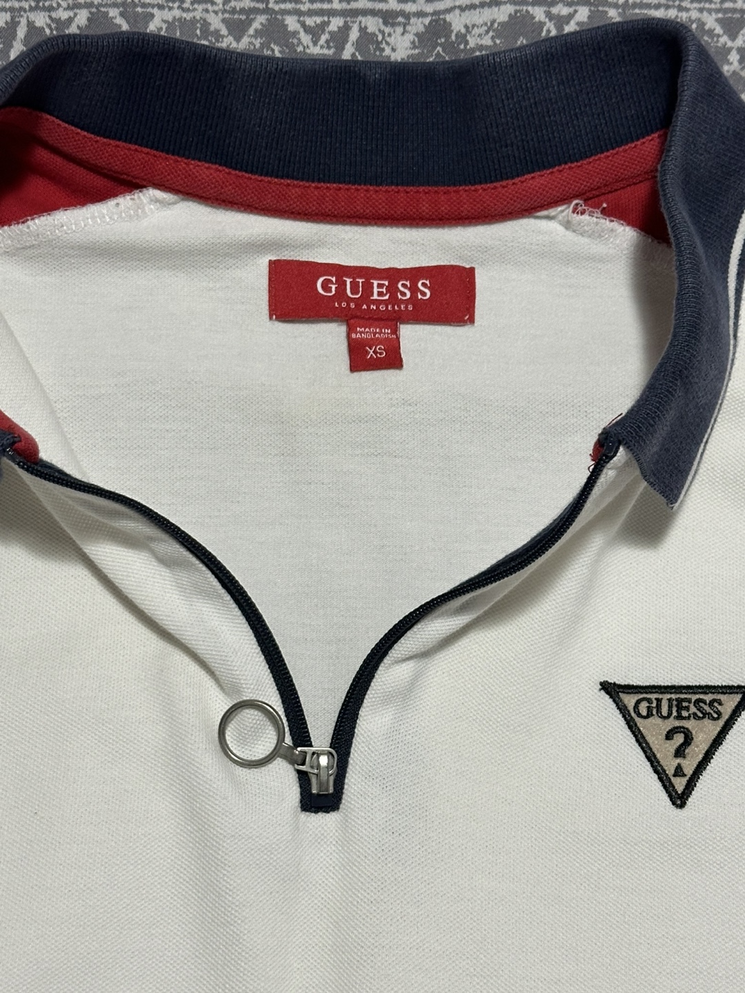 Guess X-Small White Red and Navy Polo Shirt - photo 2