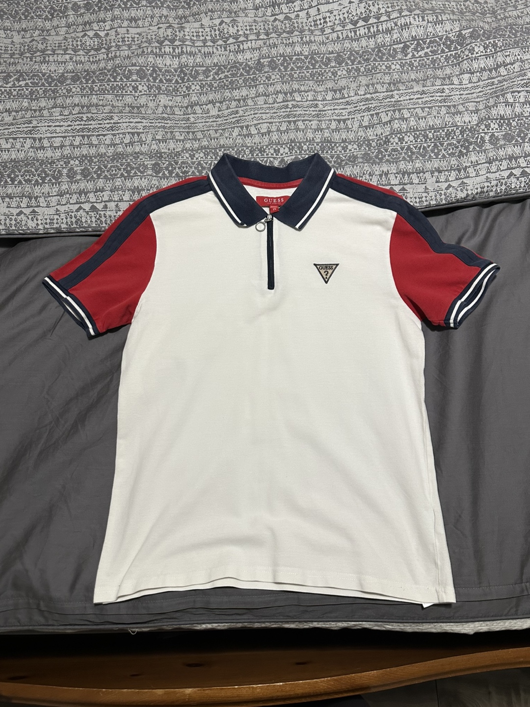 Guess X-Small White Red and Navy Polo Shirt