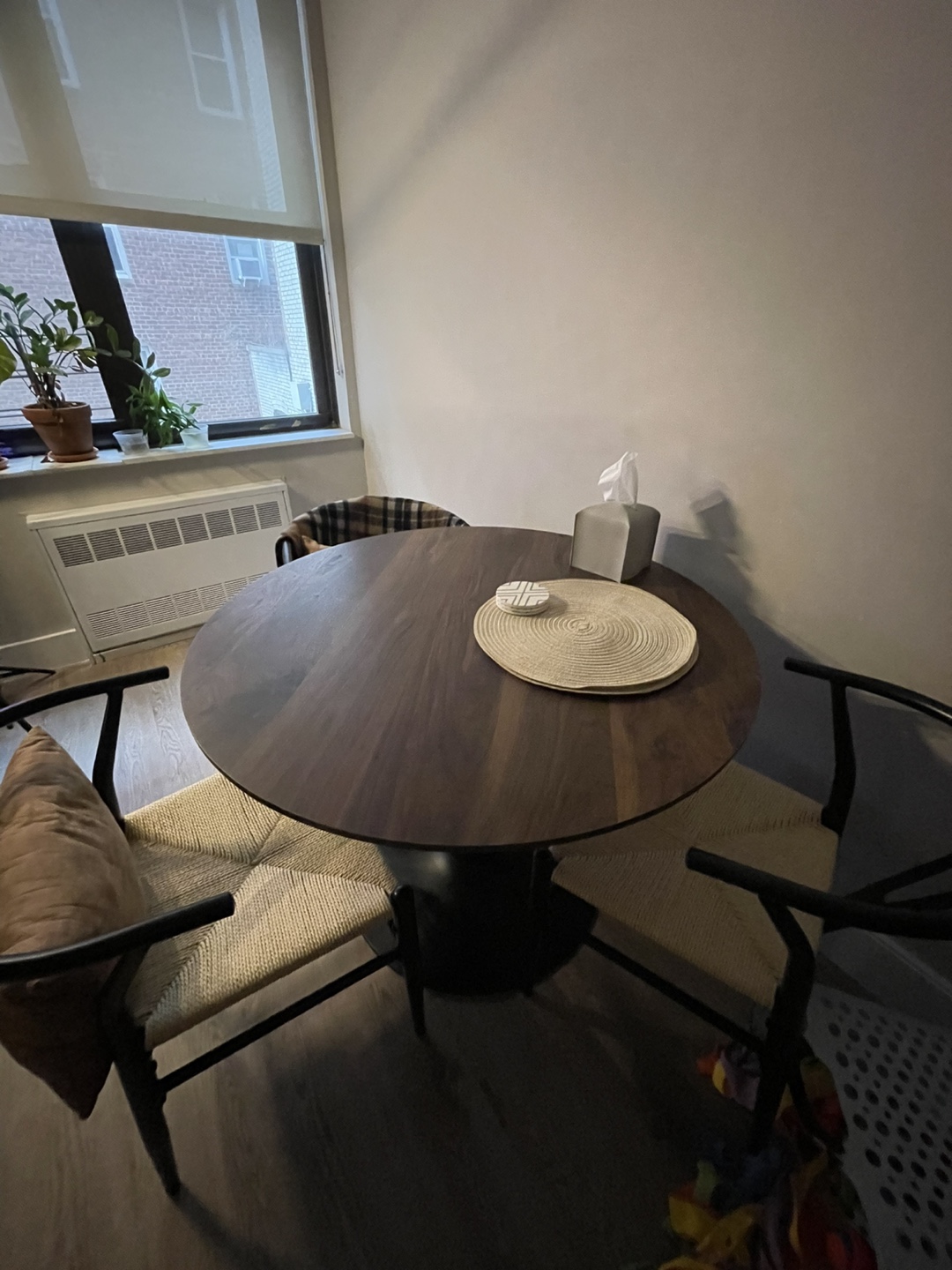 Round Walnut Dining Table with Pedestal Base - photo 2