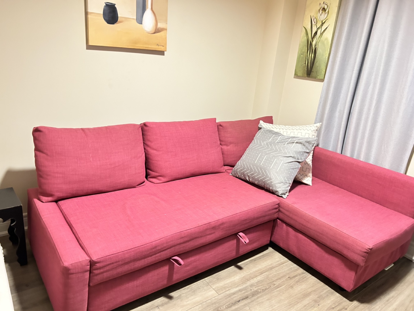 Pink  Corner Sofa Bed with storage from ikea - photo 2
