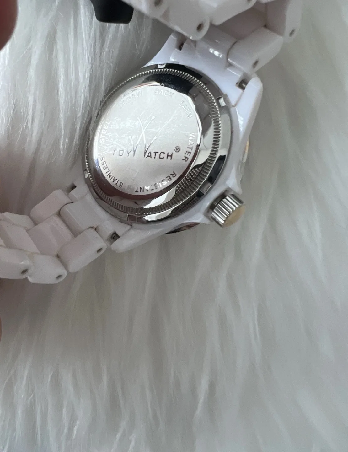 White Ceramic Toy Watch with Crystal Accents image indicator(5)