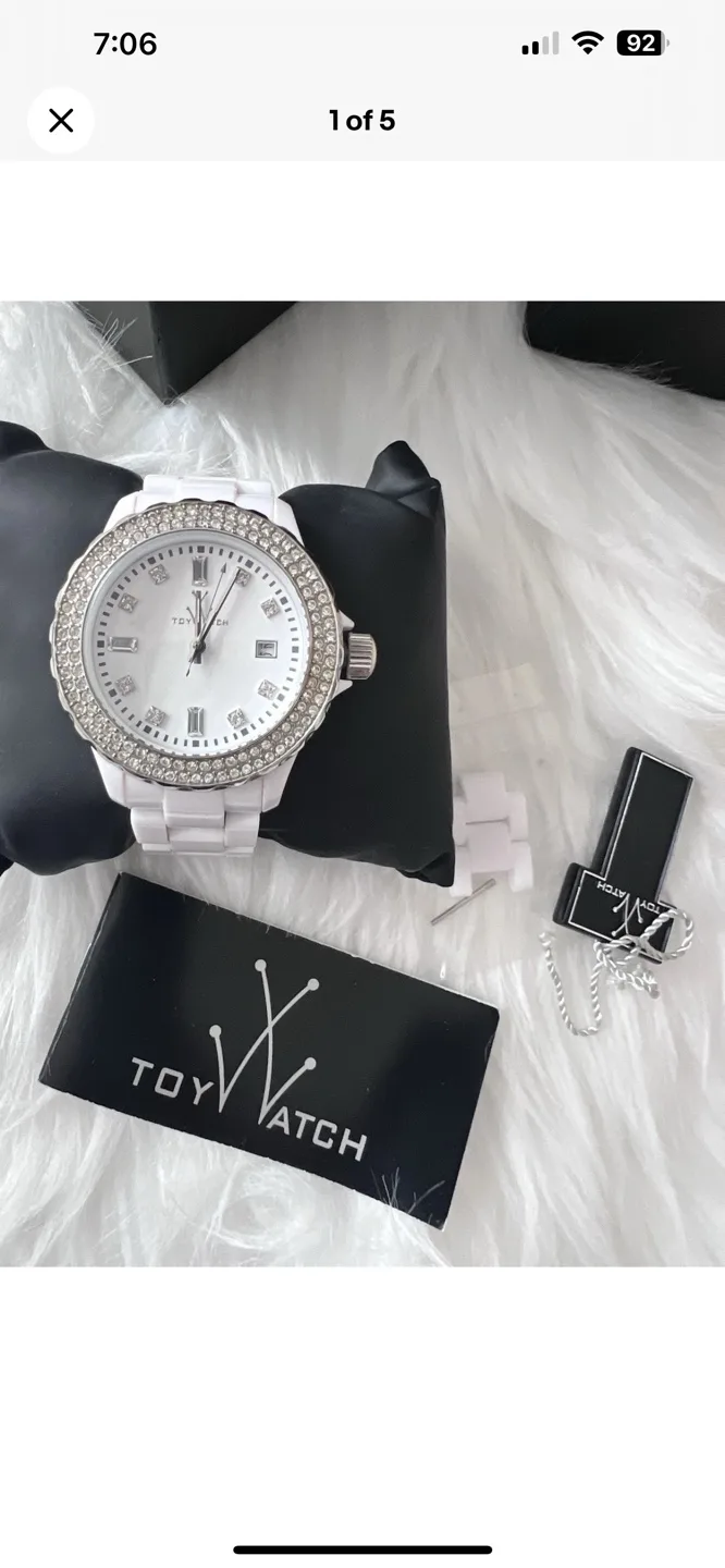 White Ceramic Toy Watch with Crystal Accents image indicator(6)