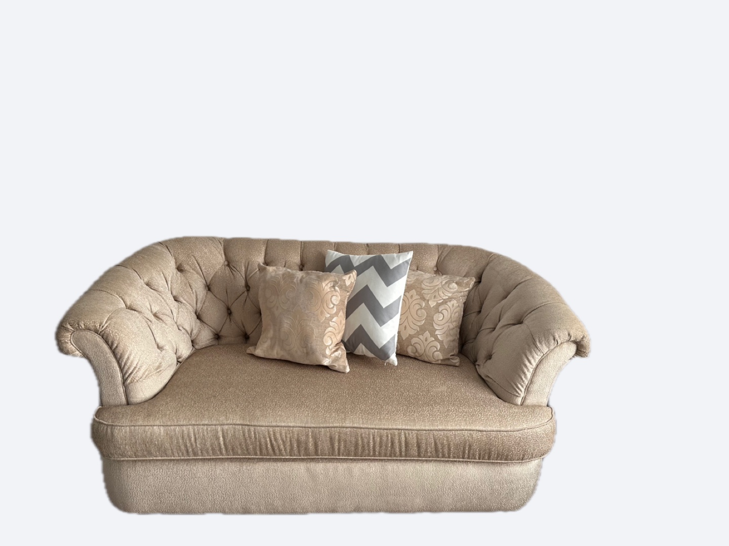 Elegant Beige Button-Tufting Sofa