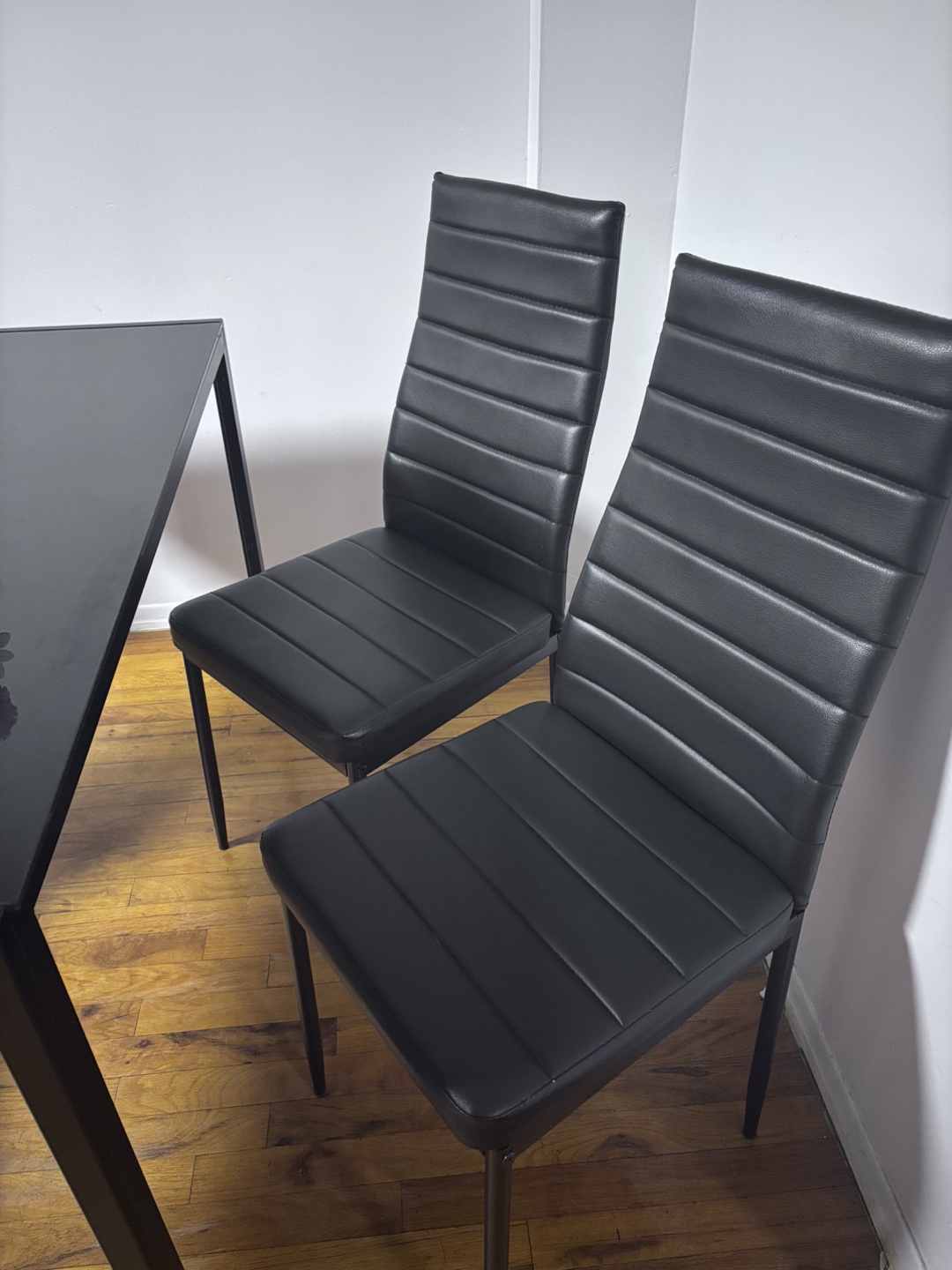 Black Glass Dining Table Set with 4 Chairs - photo 3
