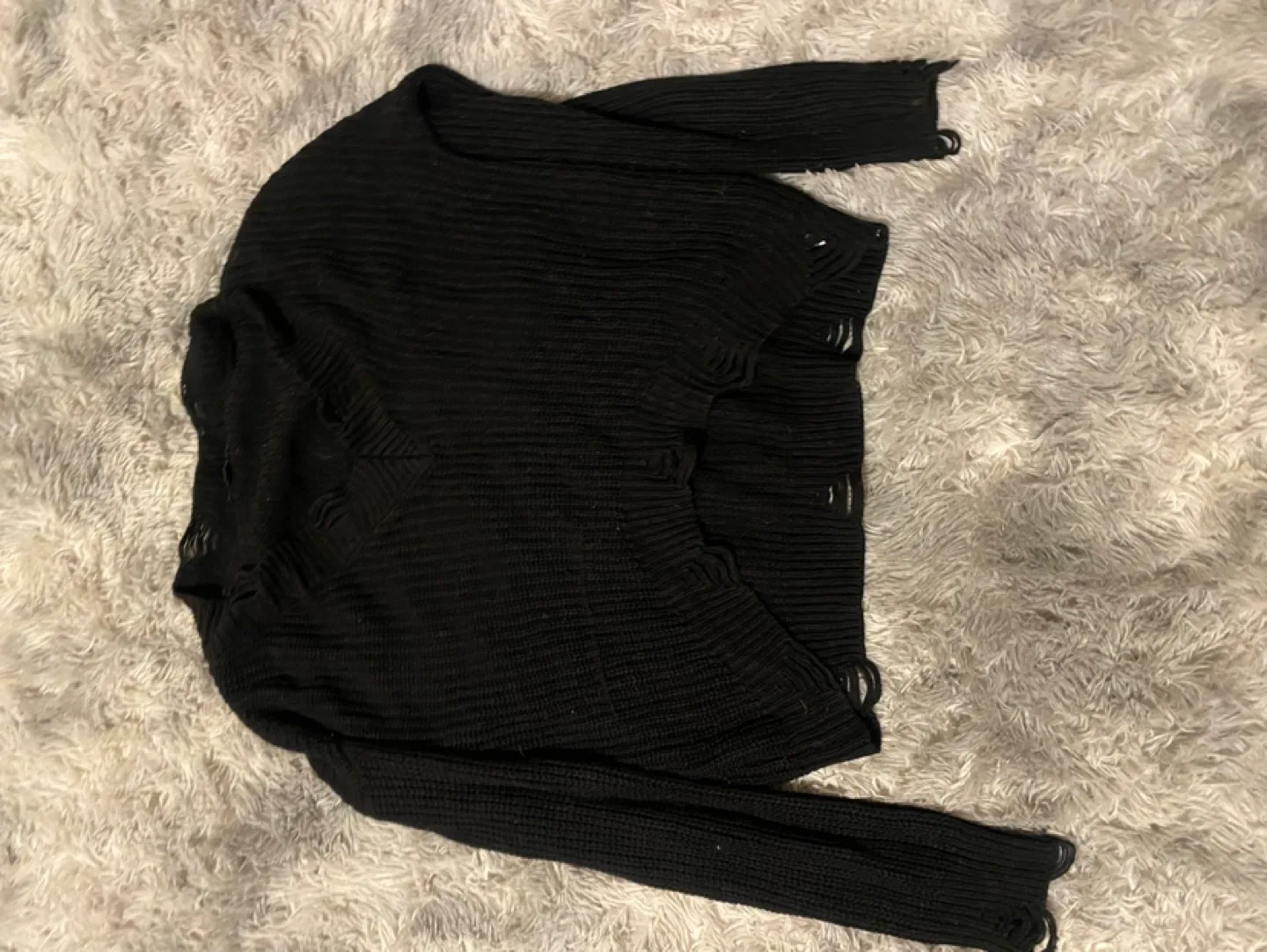 Black Distressed Knit Sweater#freecycle image indicator(2)