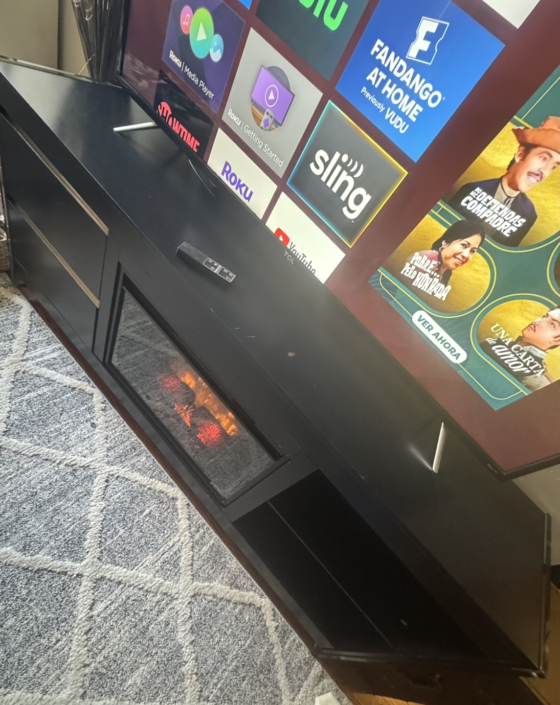 Black Electric Fireplace TV Stand - photo 2