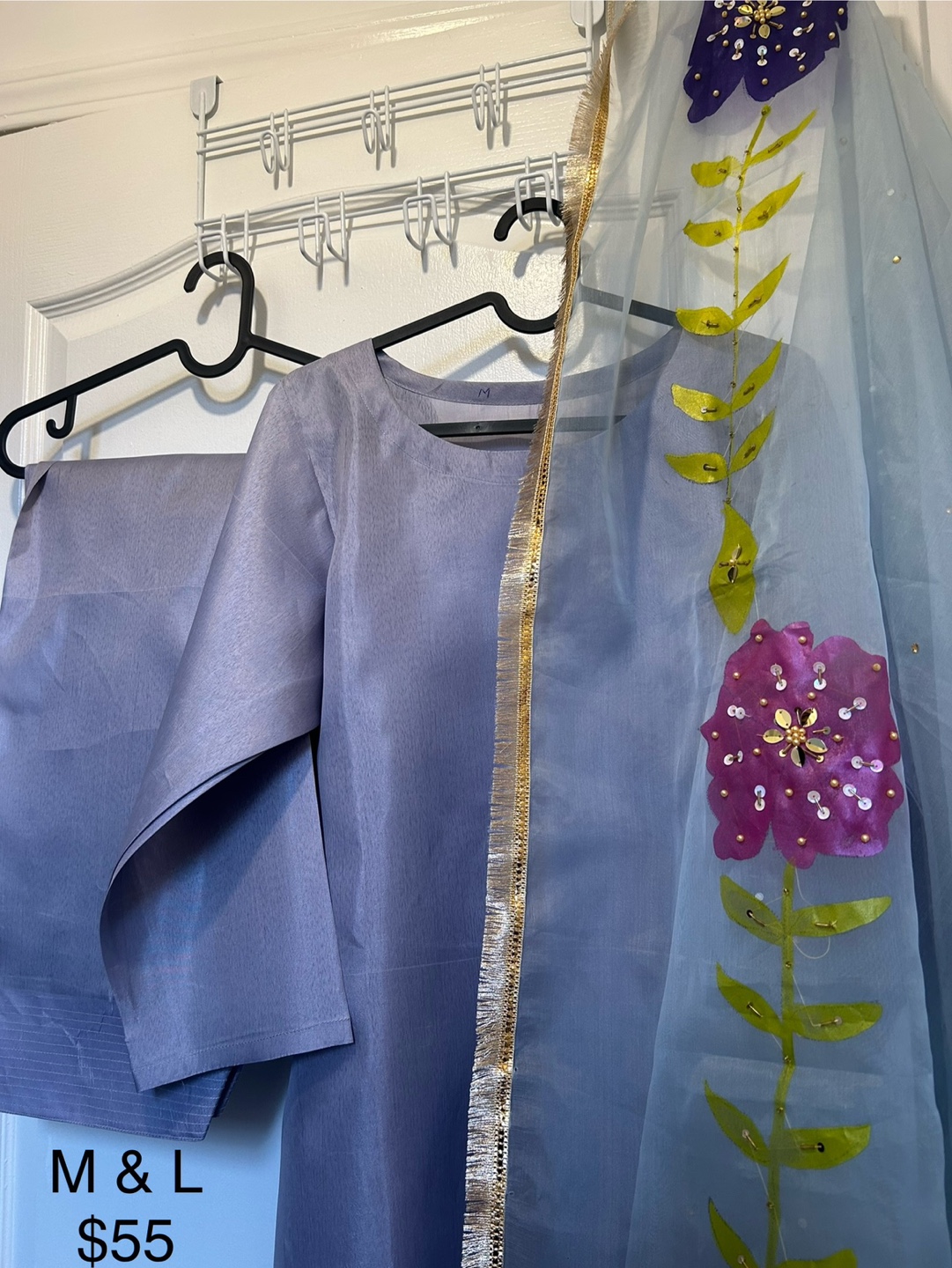 Gorgeous Lavender Three-Piece Silk Suit Set