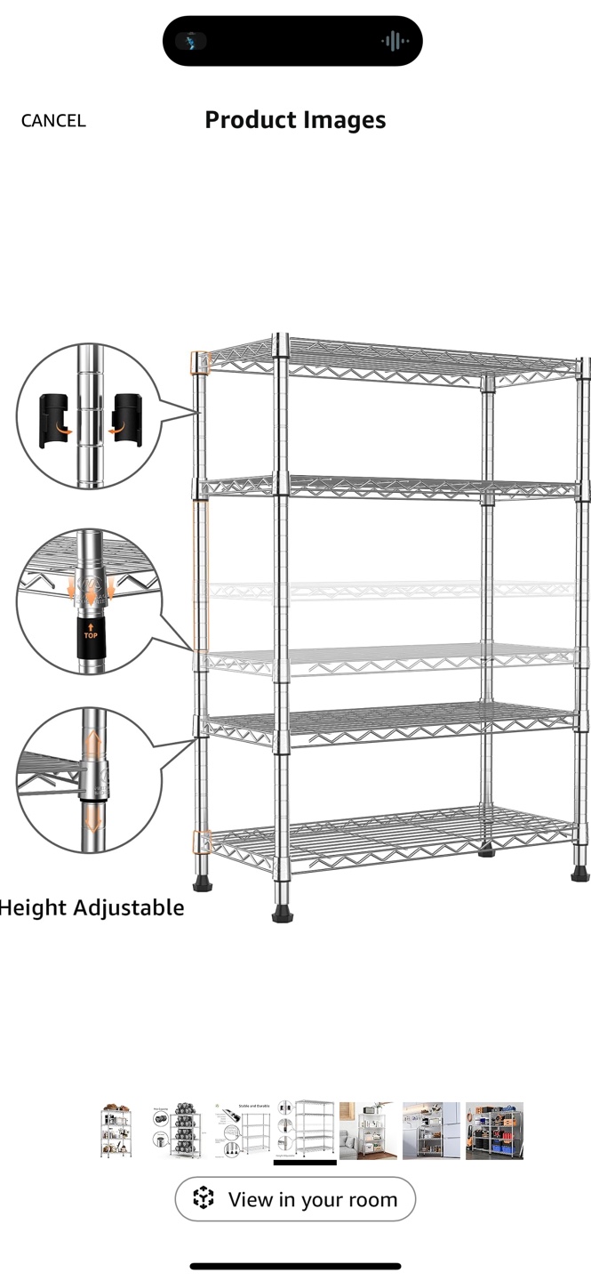 Chrome Wire Shelving Unit - 4 Tier Height Adjustable - photo 2