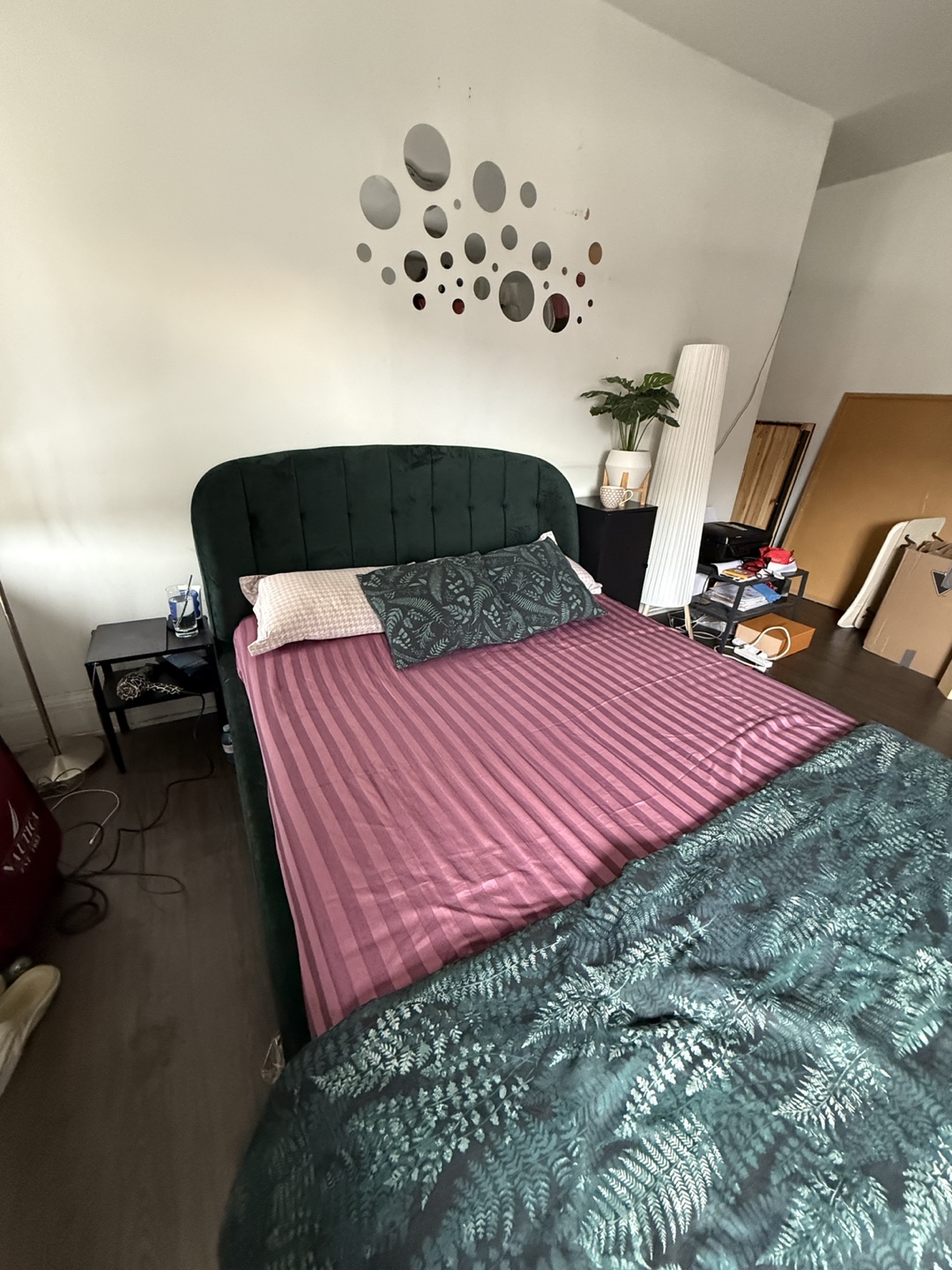 Green Velvet Queen Bed Frame - photo 4