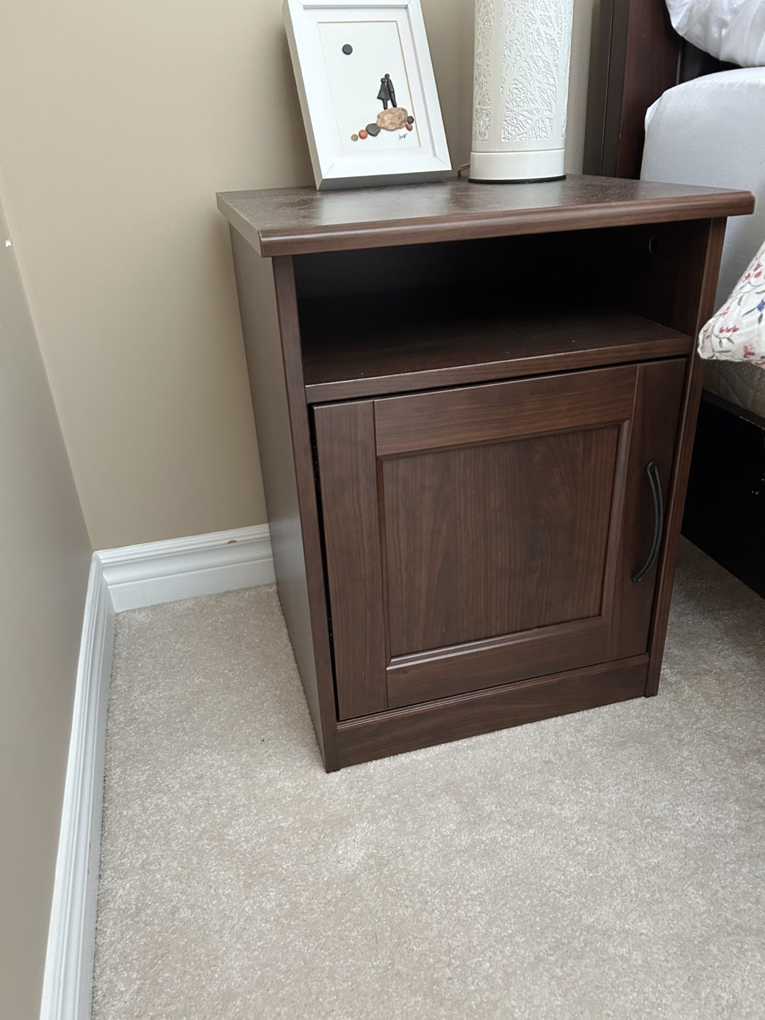 Dark Brown Nightstands with Cabinet