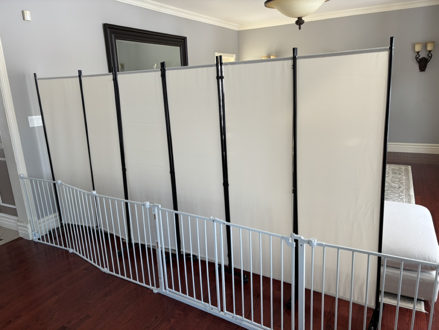 6 Panel Room Divider on Wheels, 5.7 ft Tall