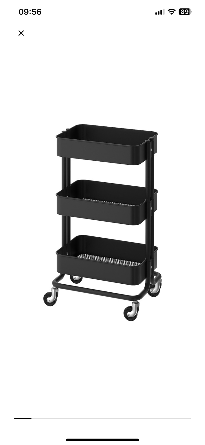 Black 3-Tier Rolling Cart