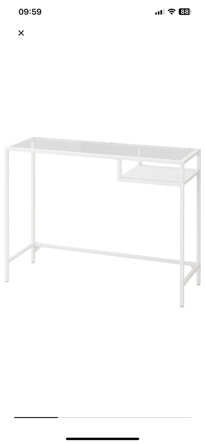 White Metal Desk with Glass Top / with chair - photo 2
