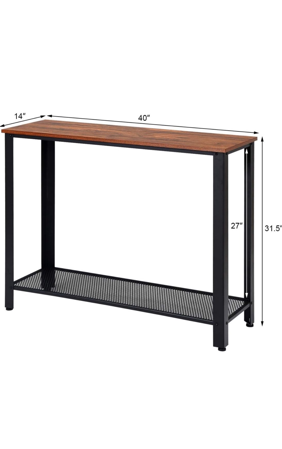 40" Industrial Console Table with Metal Shelf - photo 2