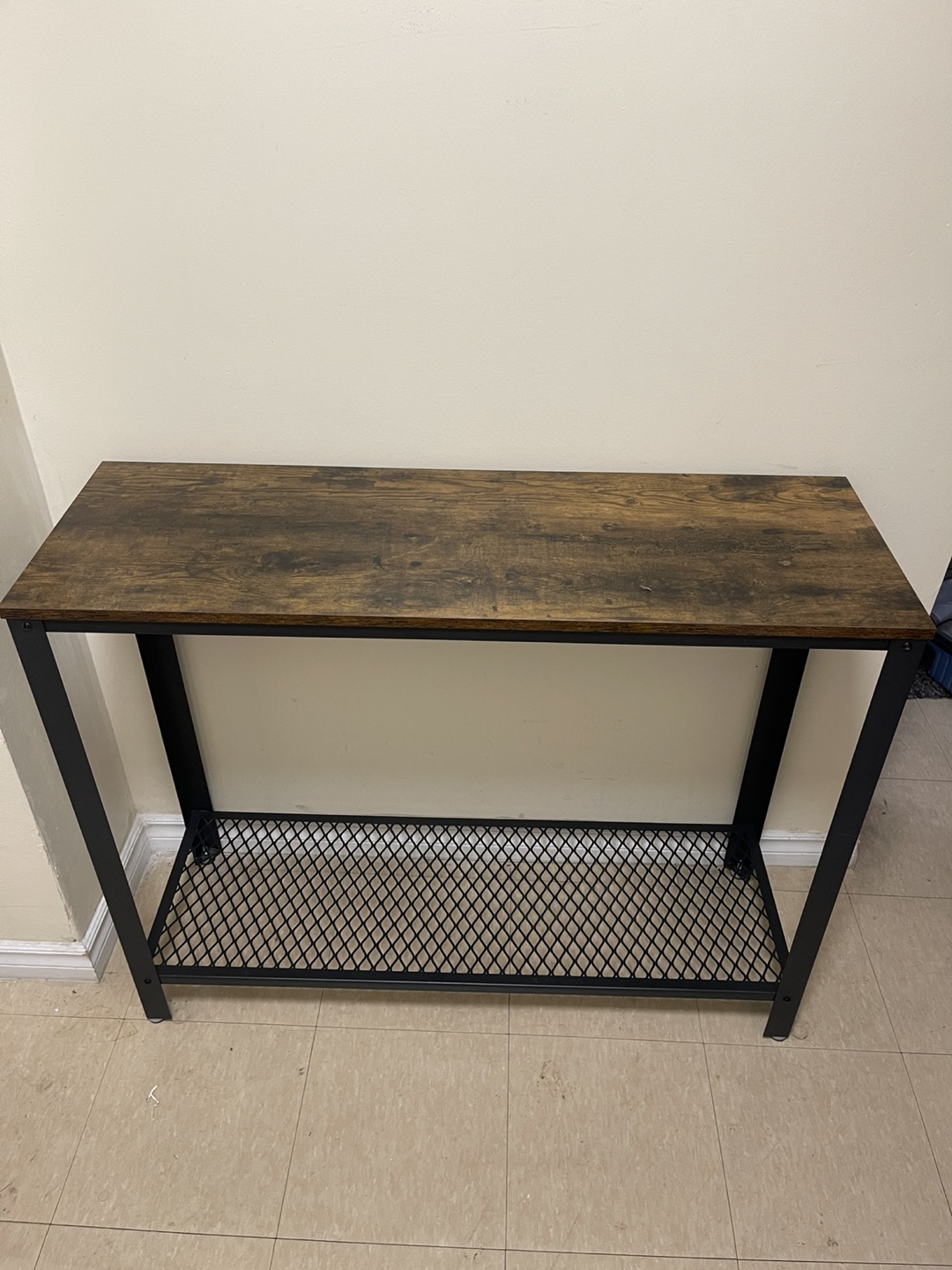 40" Industrial Console Table with Metal Shelf