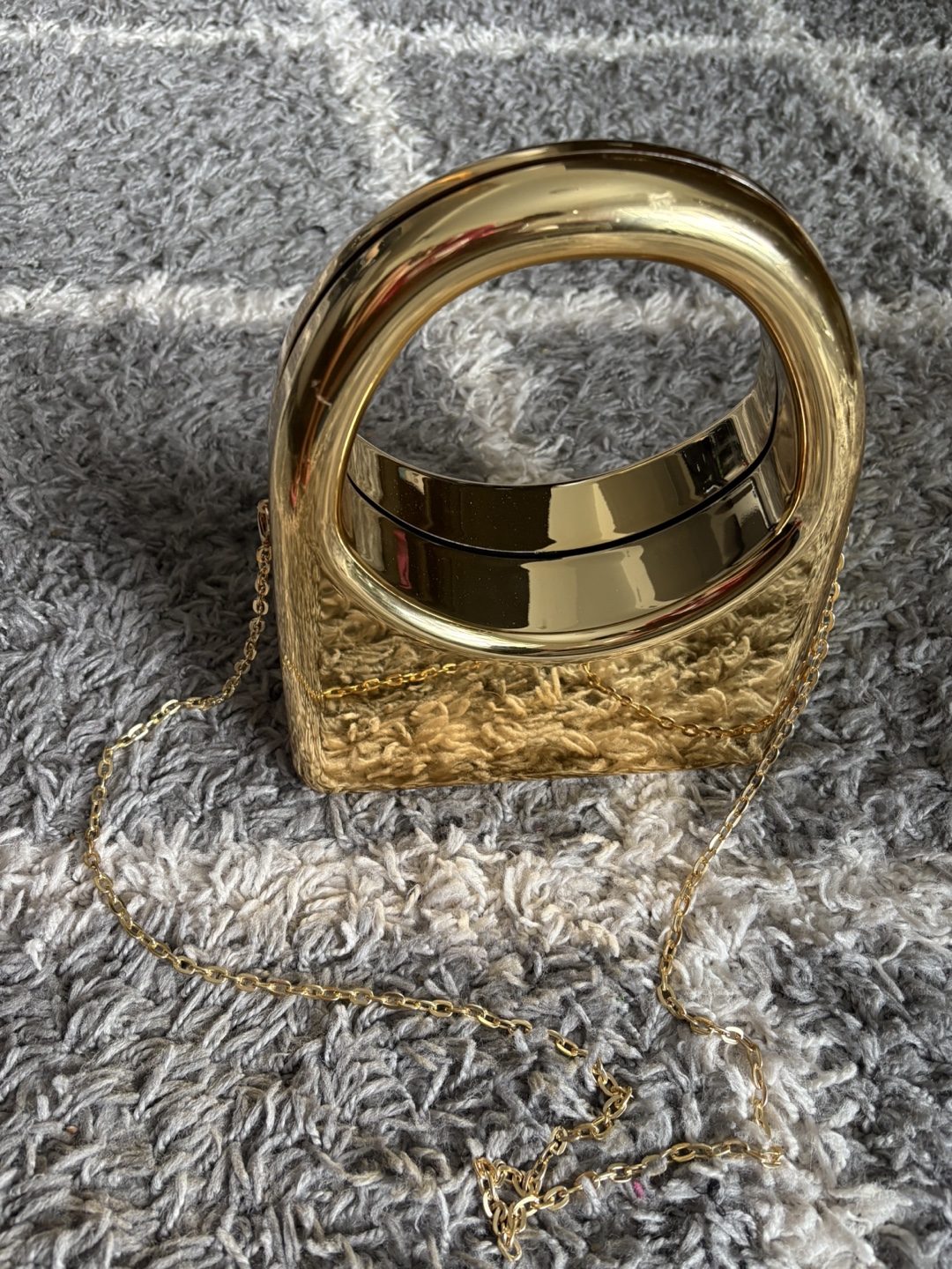 Gold Metal Top Handle Clutch Bag - photo 2