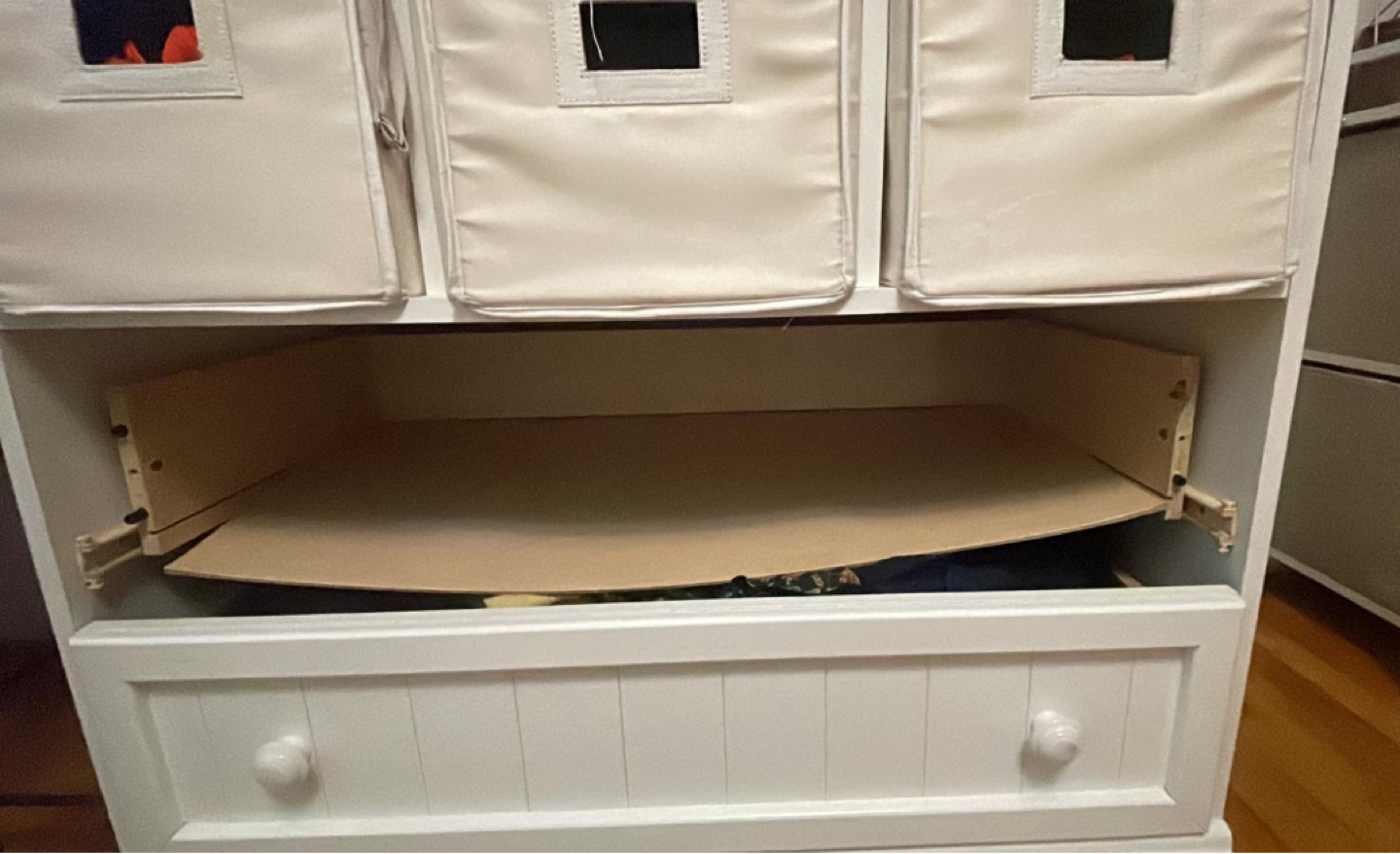 White Baby Changing Table with Drawers and Storage - photo 2