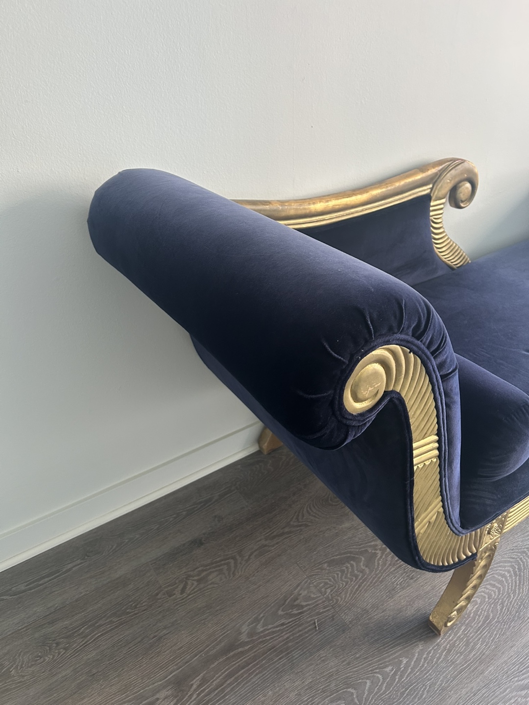 Velvet Chaise Lounge with Gold Accents - photo 4
