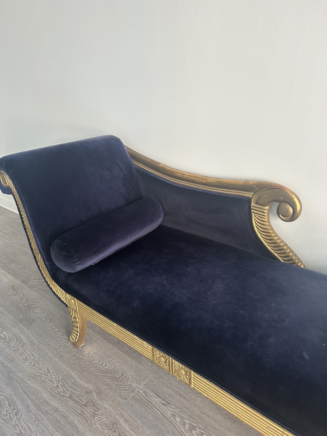 Velvet Chaise Lounge with Gold Accents - photo 2