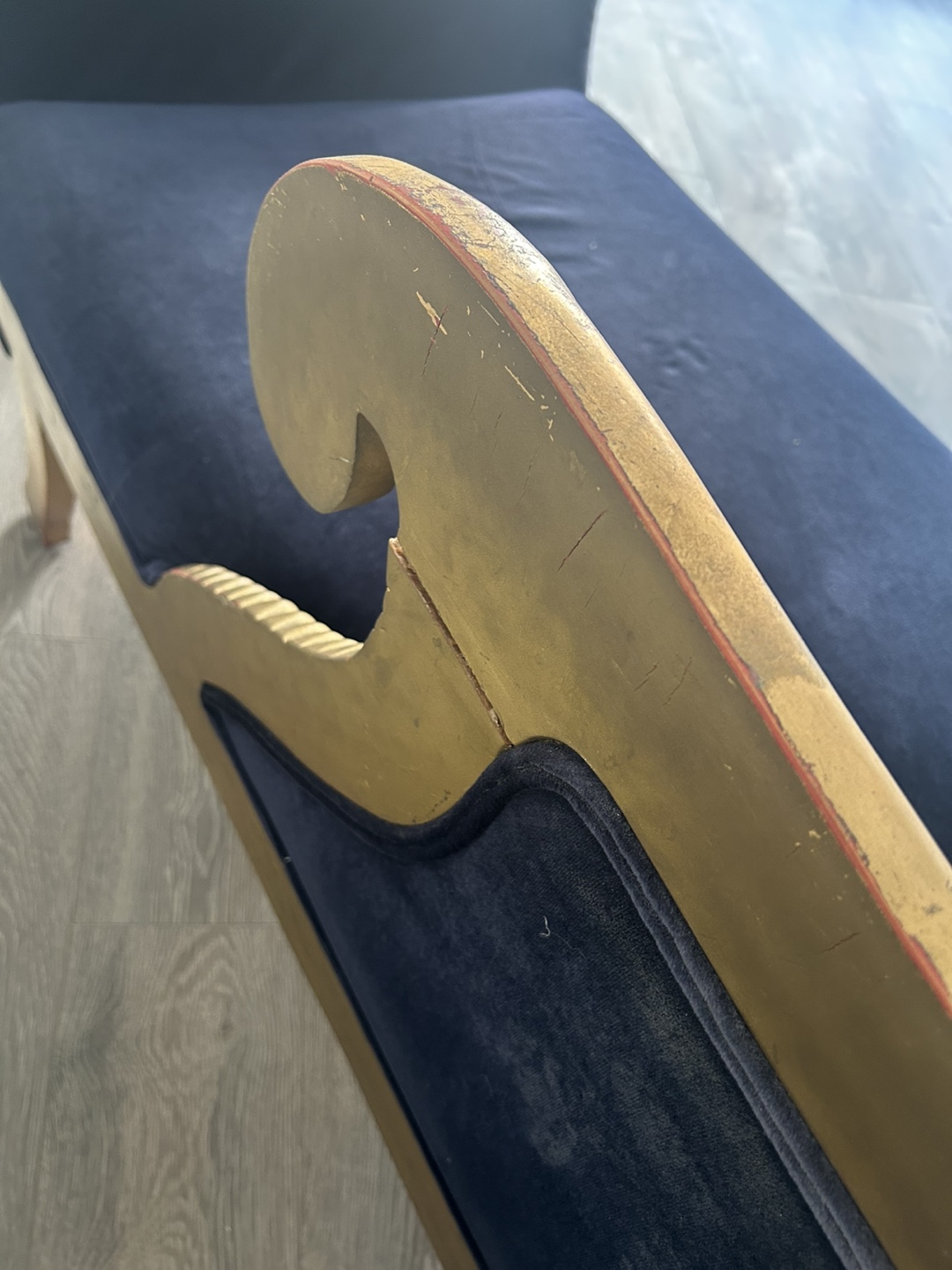 Velvet Chaise Lounge with Gold Accents - photo 5