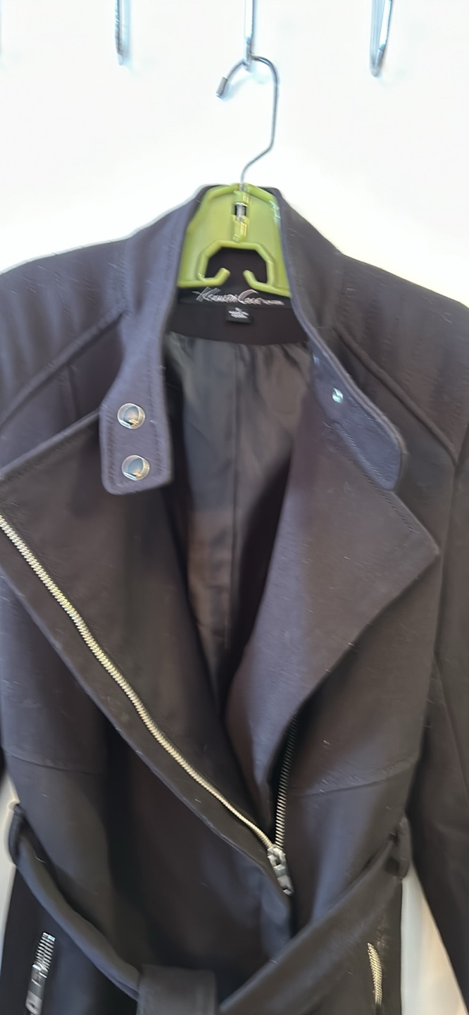 Kenneth Cole Black Belted Coat 3/4 length - photo 2