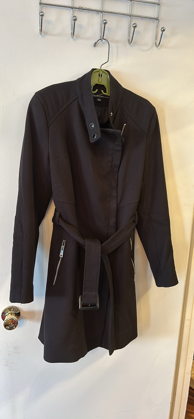 Kenneth Cole Black Belted Coat 3/4 length - photo 3