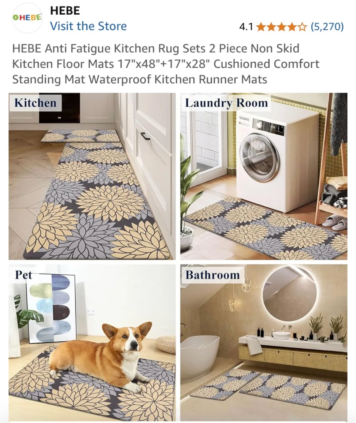 HEBE Anti-Fatigue Kitchen Mats - 2 Piece Set image indicator(3)