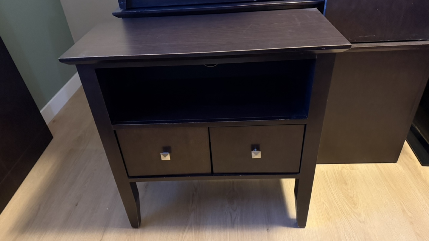 Dark Brown TV console with Two Drawers - photo 3