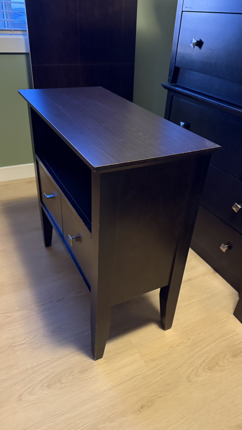 Dark Brown TV console with Two Drawers