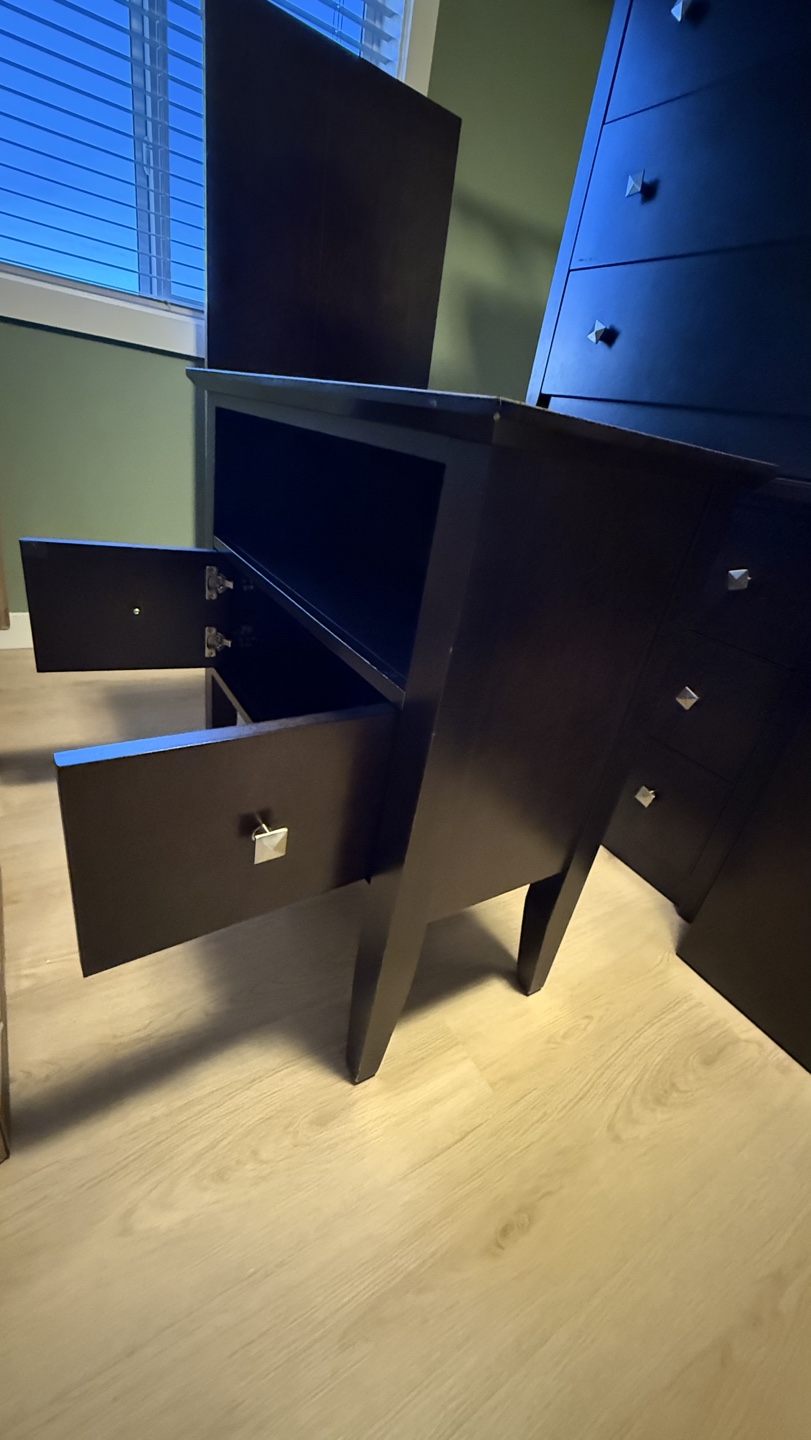 Dark Brown TV console with Two Drawers - photo 2