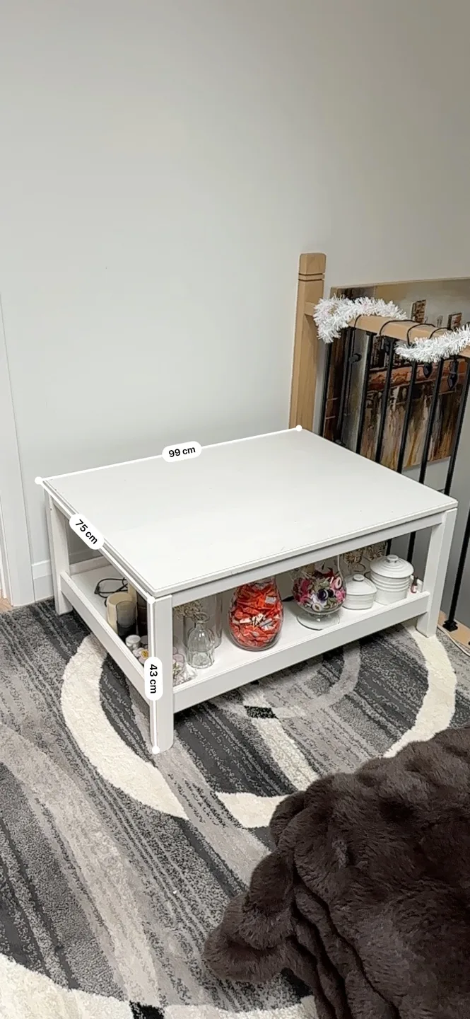 White Coffee Table with Shelf image indicator(2)