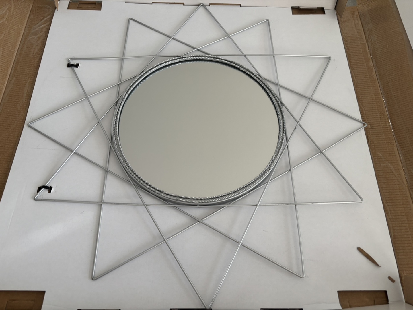 Round mirror Silver Geometric frame 24”x24” - photo 3
