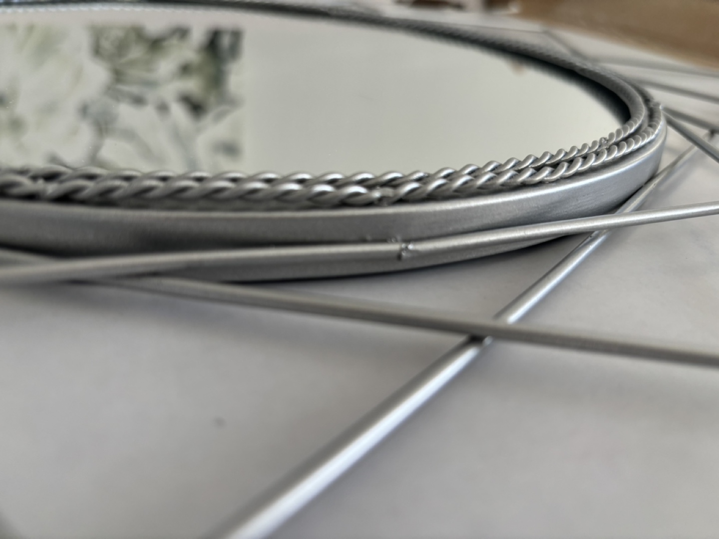 Round mirror Silver Geometric frame 24”x24” - photo 2