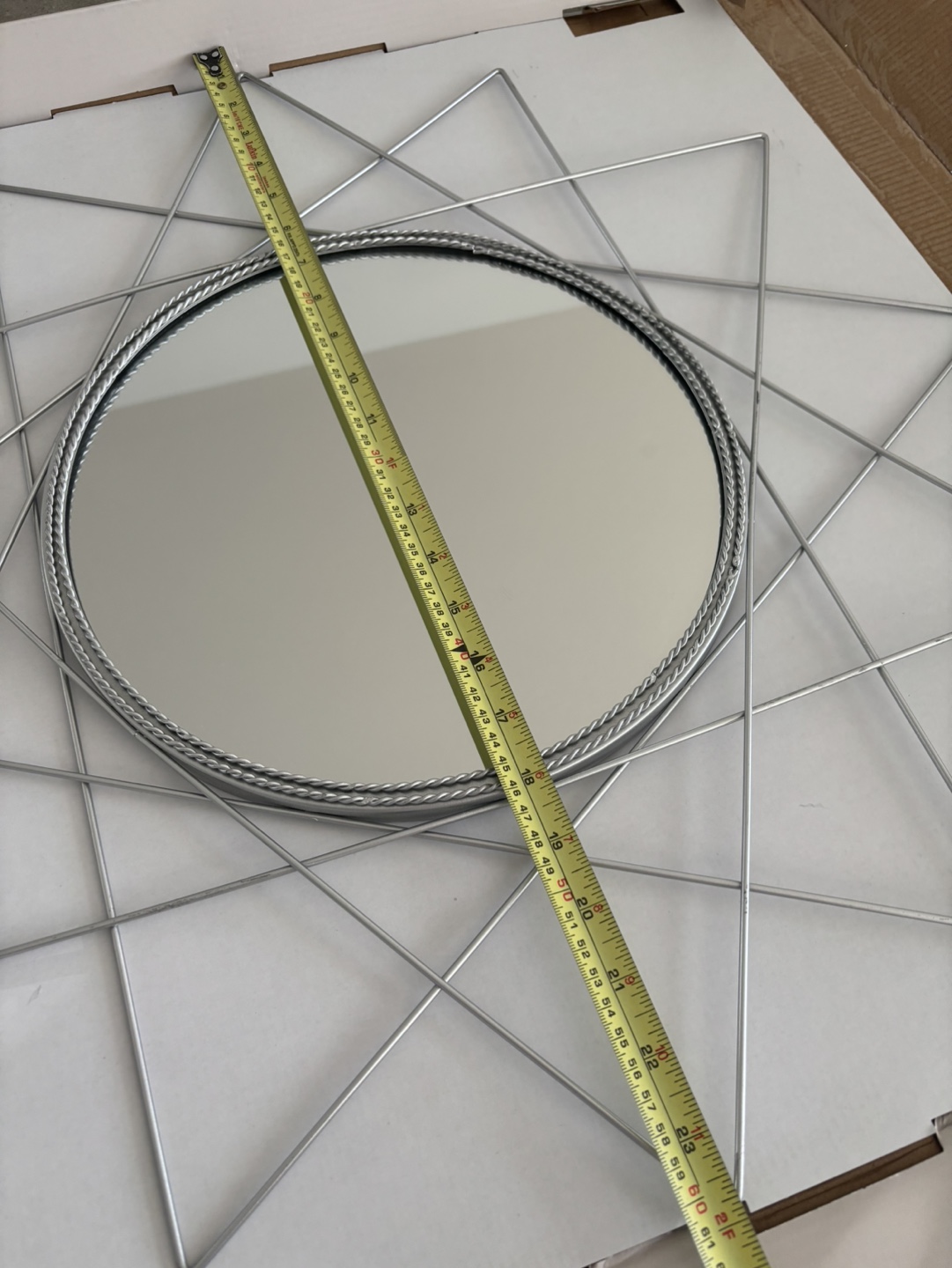 Round mirror Silver Geometric frame 24”x24” - photo 4