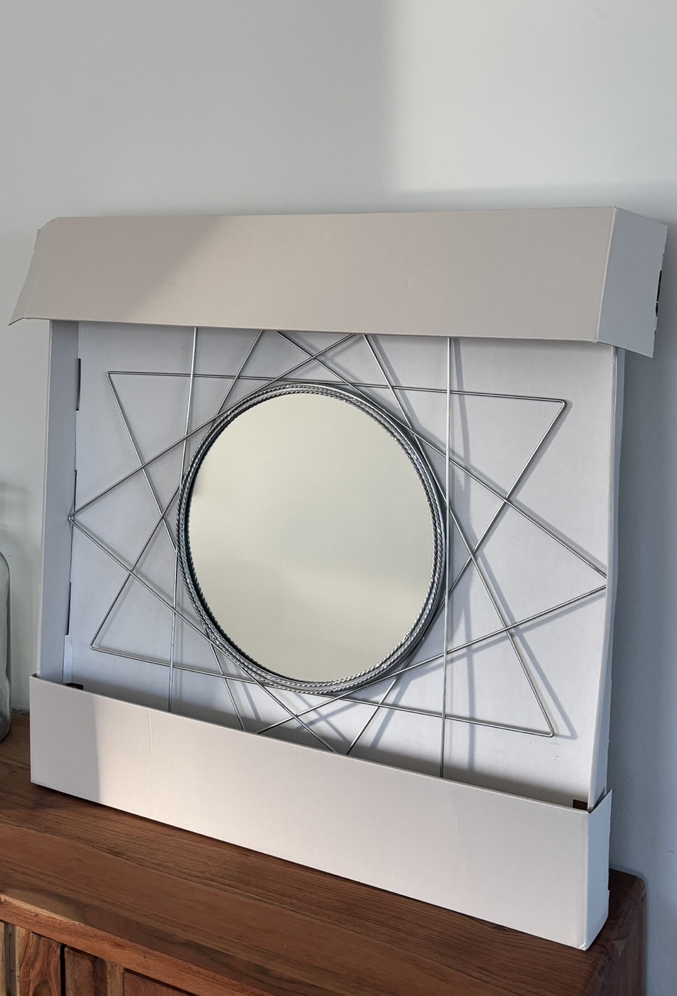 Round mirror Silver Geometric frame 24”x24”