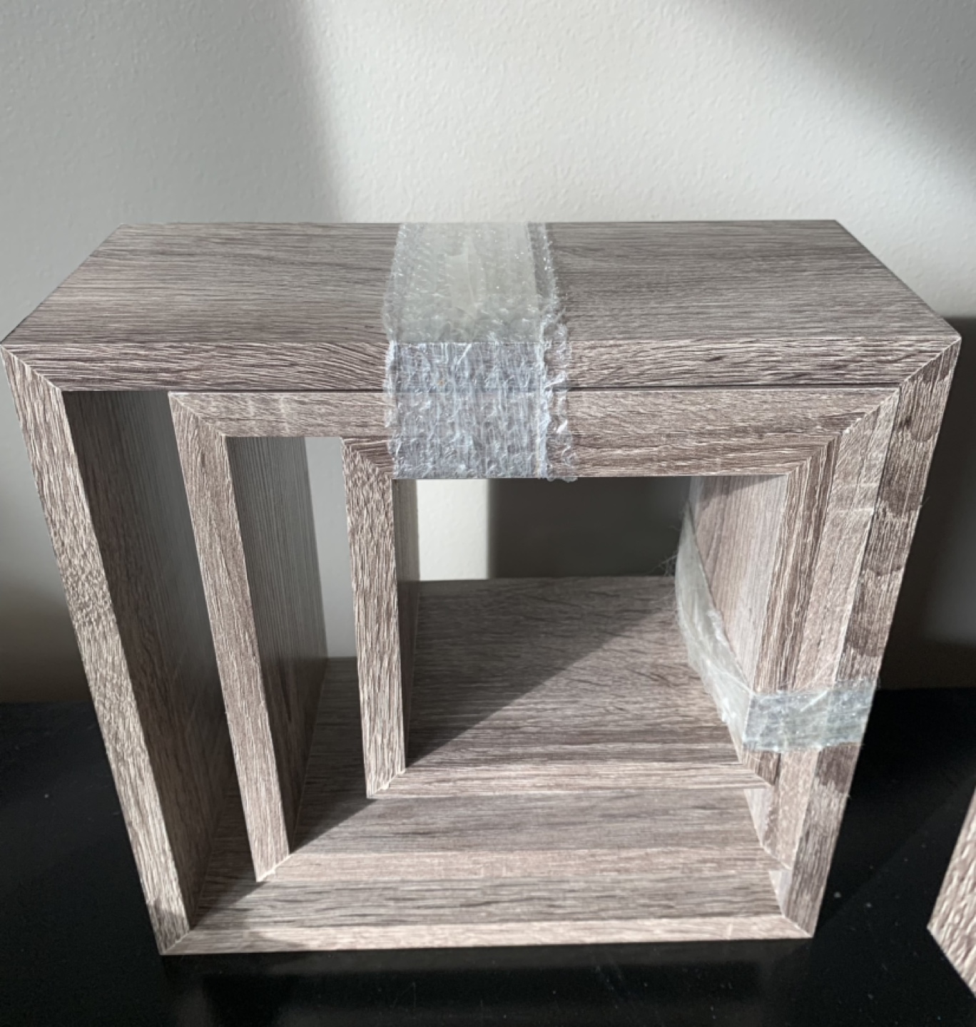 2-Sets of Grey Wood Floating Cube Shelves - photo 2