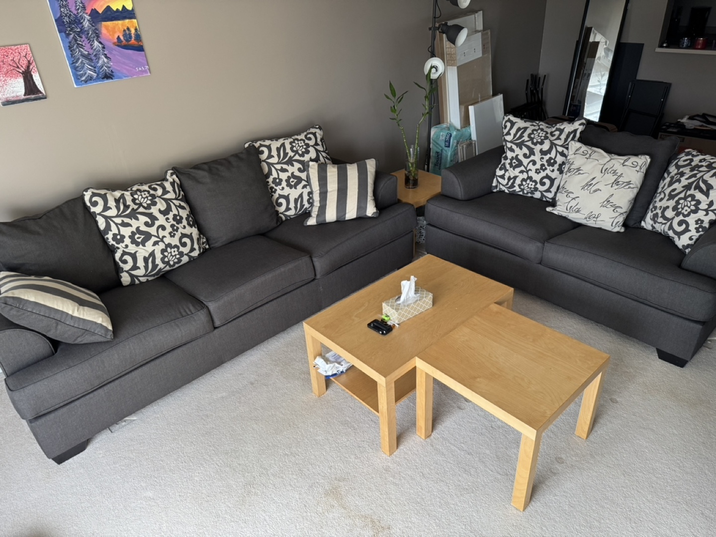 Dark Grey Sofa Set