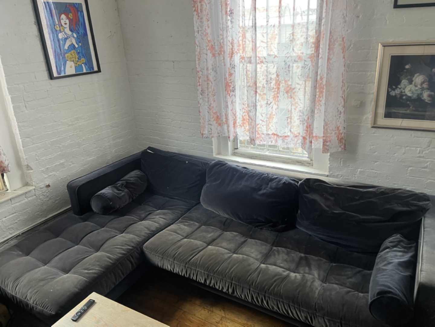 Dark Gray Velvet L-Shaped Sectional Sofa - photo 2