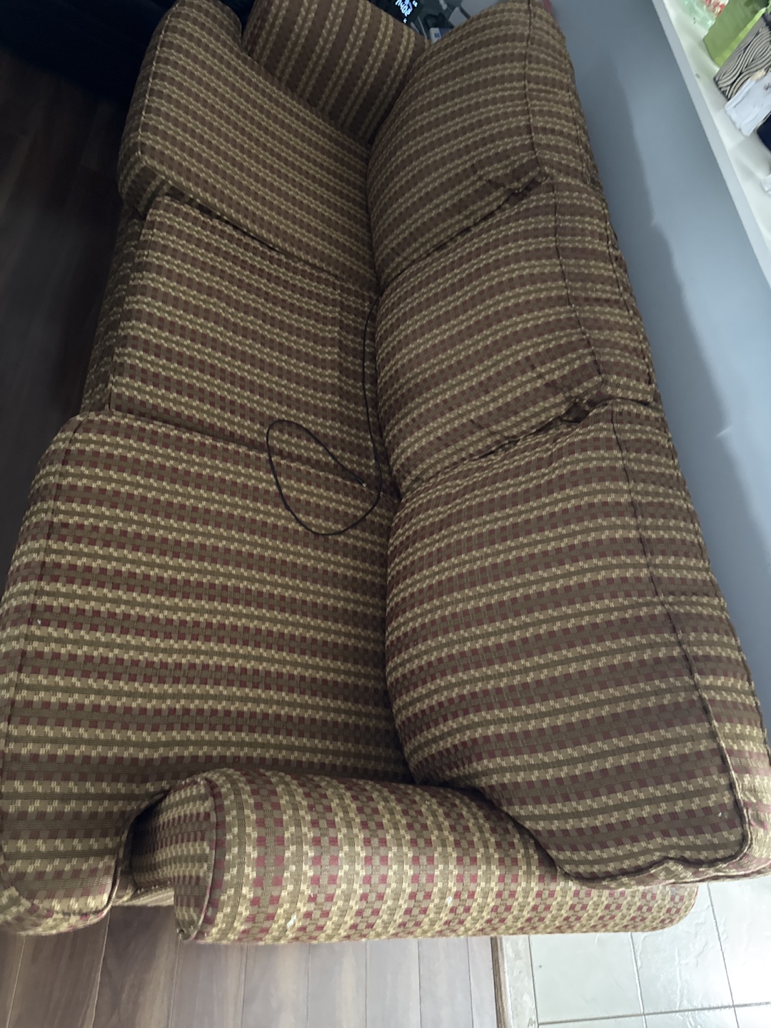 Brown and Beige Striped Sofa