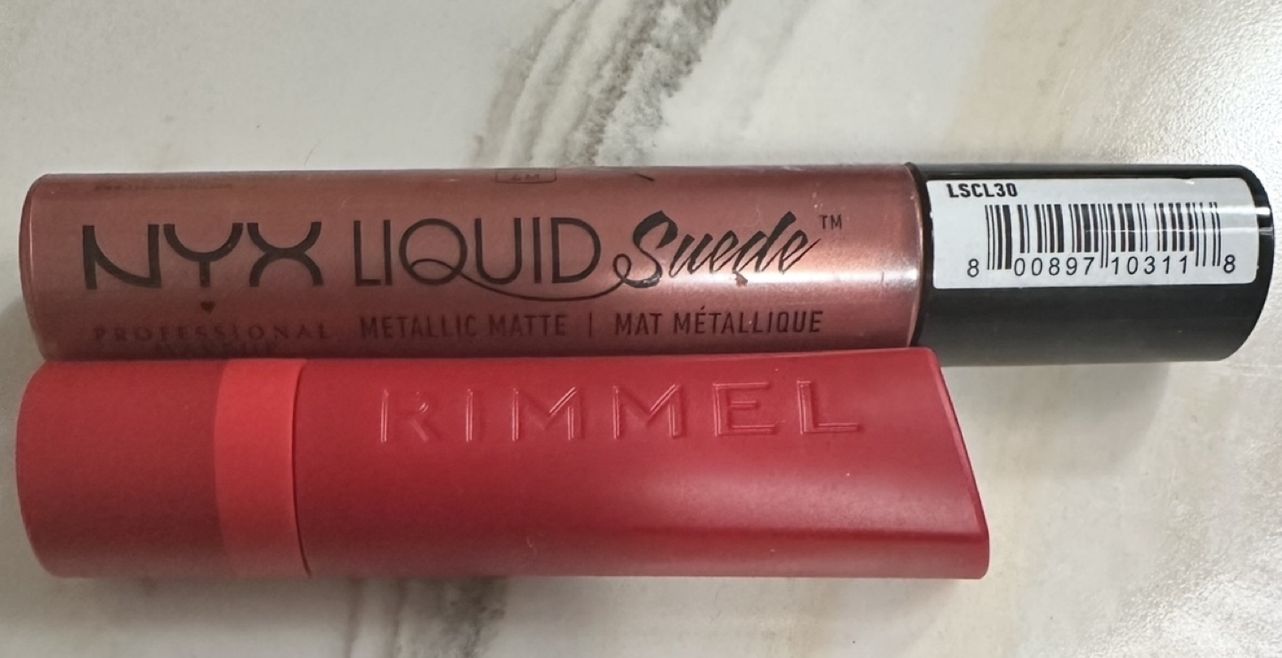 NYX Liquid Suede Metallic Matte Lipstick & Rimmel Lipstick