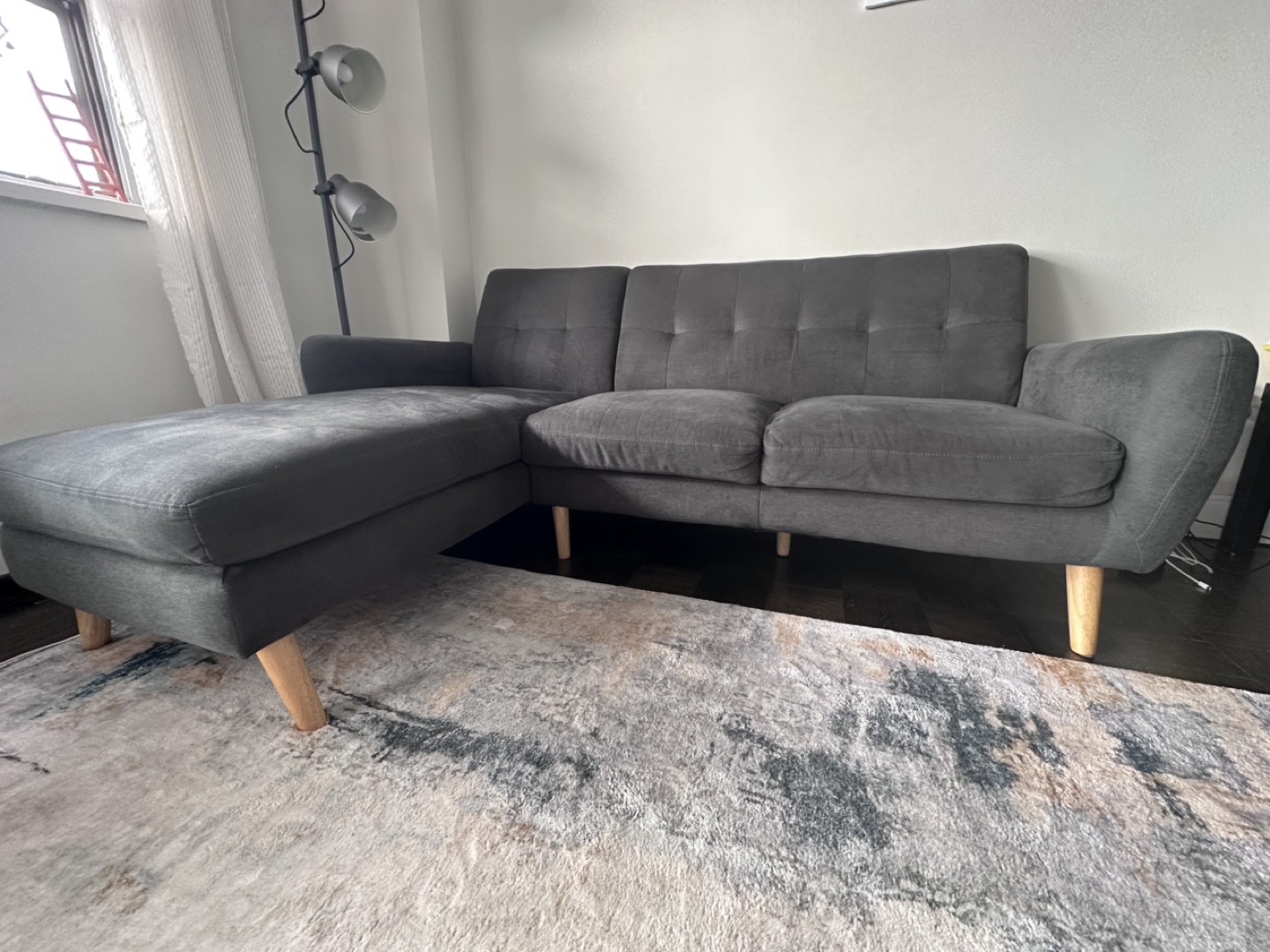 Grey Sectional Sofa with Chaise Lounge - photo 4