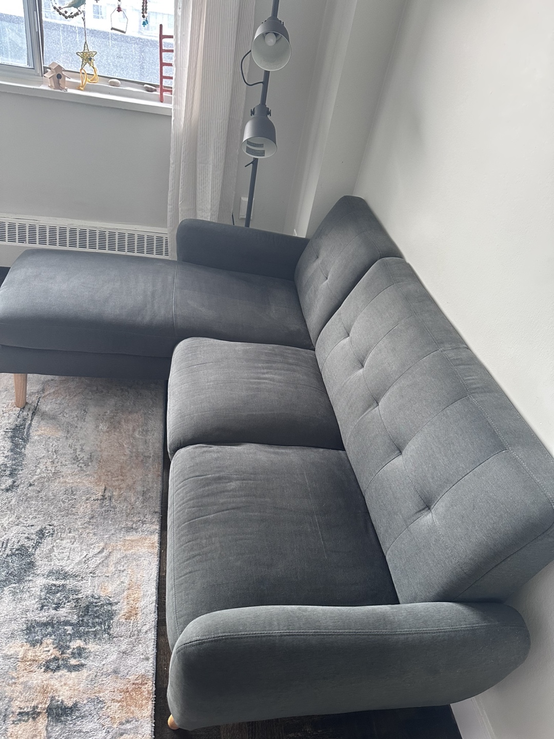 Grey Sectional Sofa with Chaise Lounge - photo 3