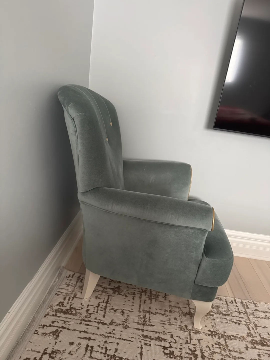 Elegant Teal Velvet Accent Chair image indicator(2)