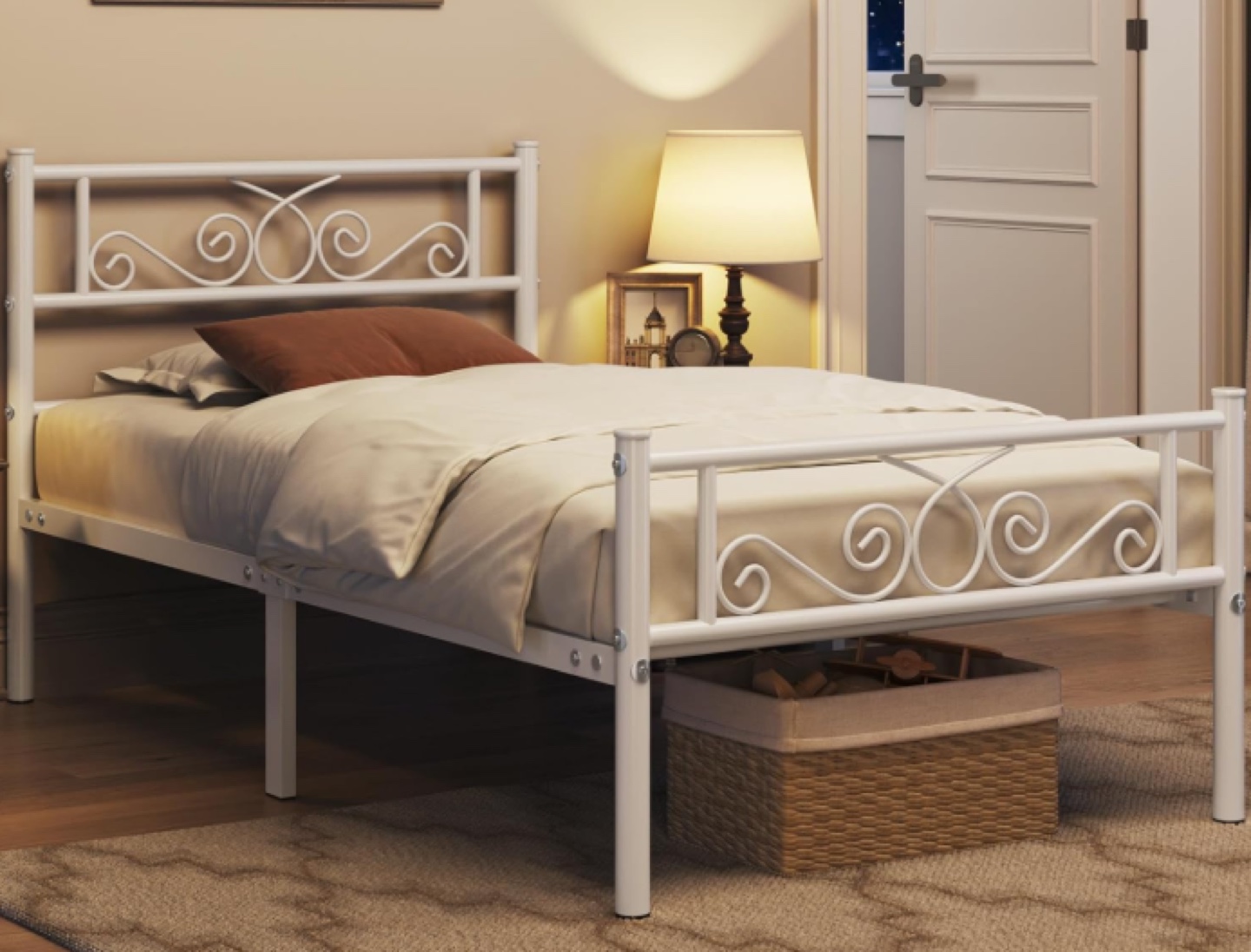 White Metal Twin Bed Frame - photo 3
