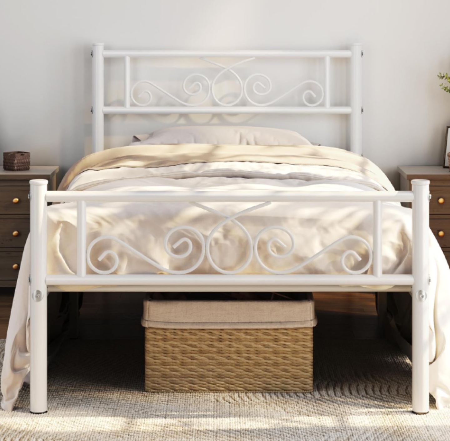 White Metal Twin Bed Frame - photo 5