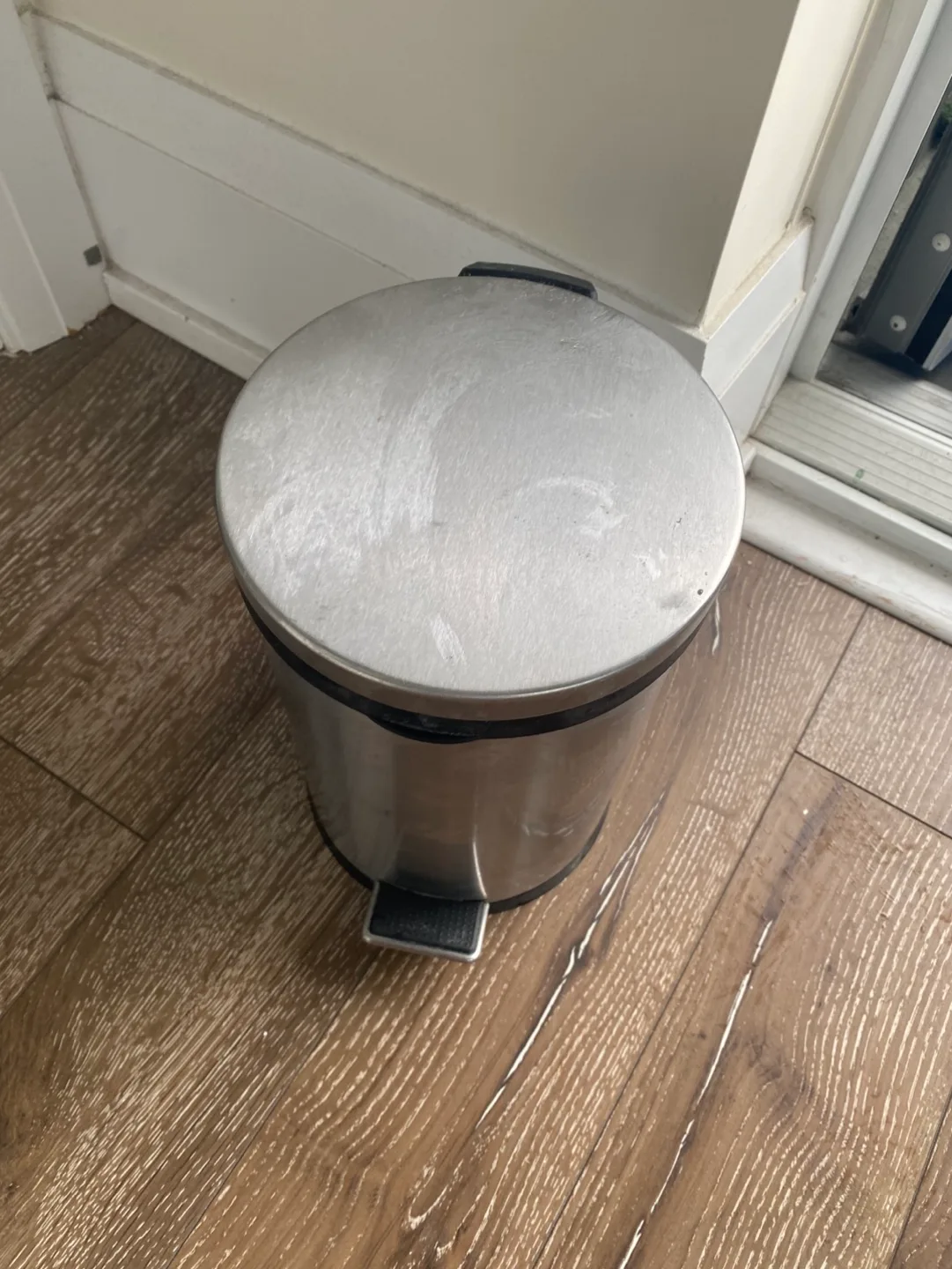 Two Step Trash Cans - White and Stainless Steel thumbnail