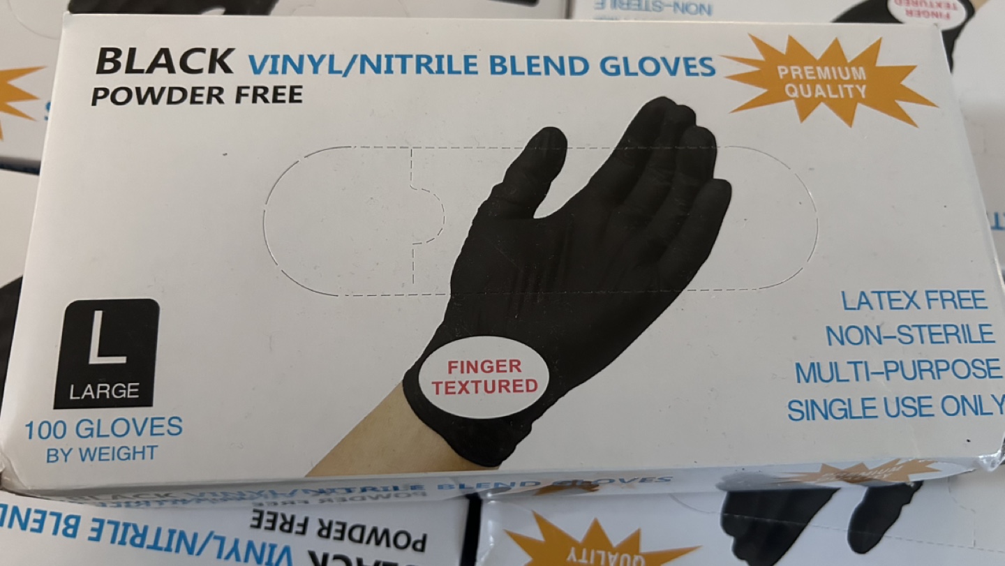 Nine Bulk Black Vinyl/Nitrile Blend Gloves (Large) - photo 3