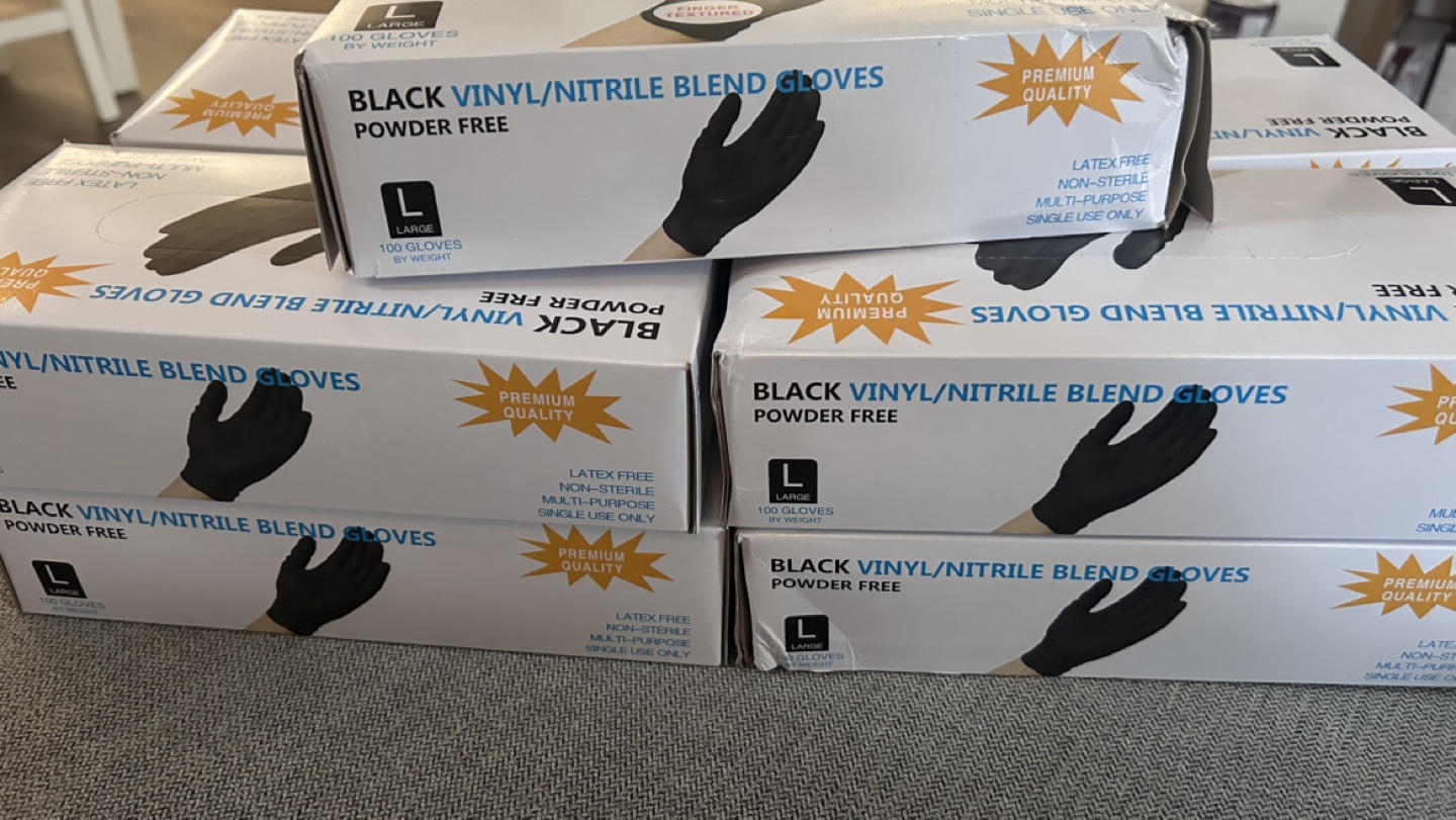 Nine Bulk Black Vinyl/Nitrile Blend Gloves (Large) - photo 2