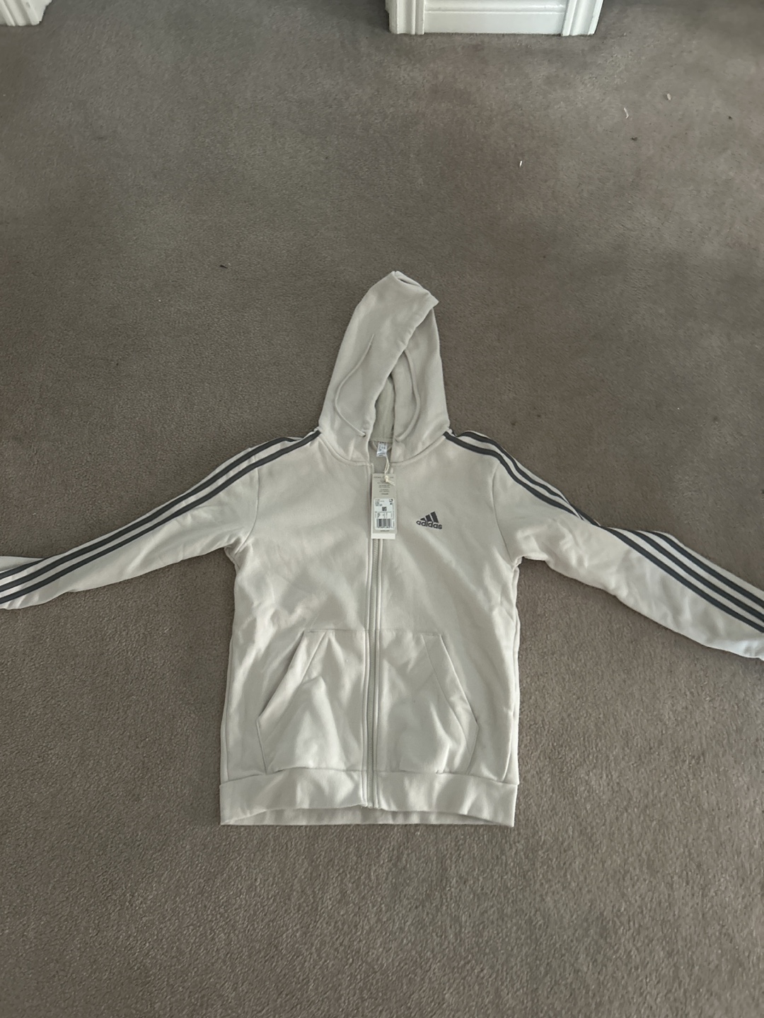 Adidas Zip-Up Hoodie - Beige