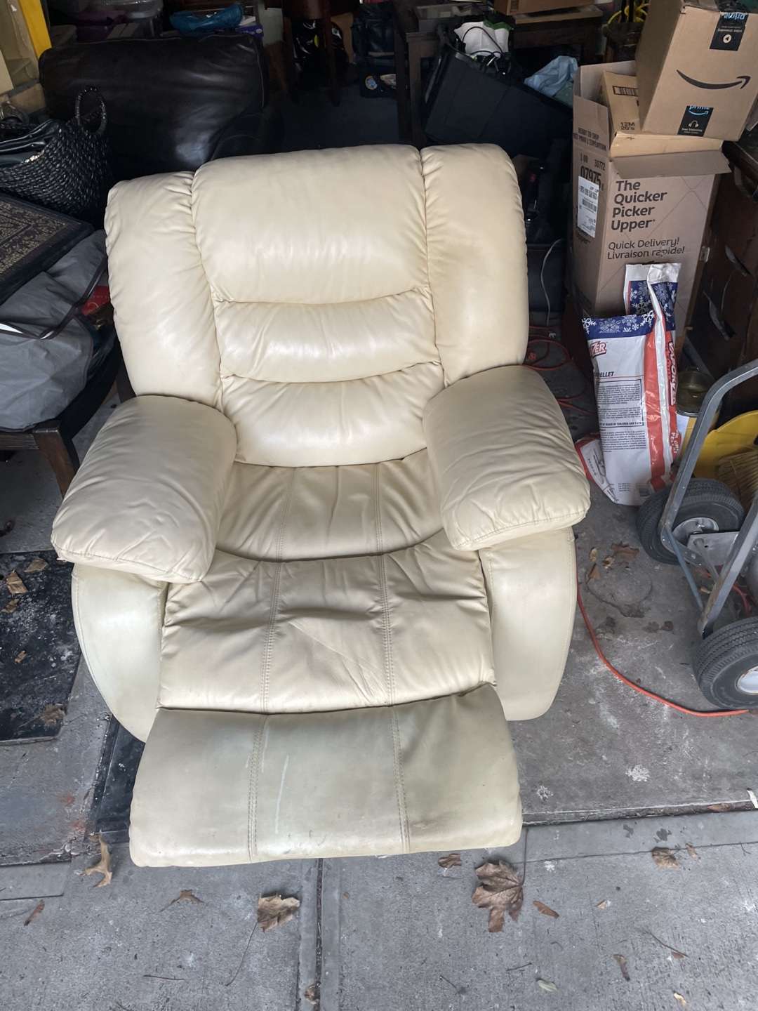 Recliner Chair - Cream Leather
